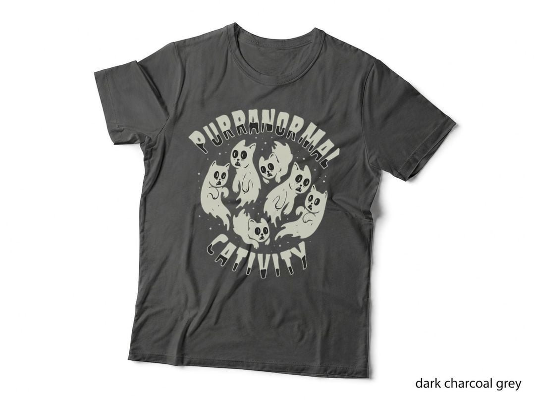Vintage Spooky Ghost Cat Paranormal Funny Activity T-Shirt