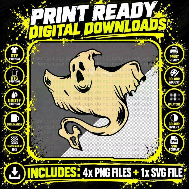 Vintage Spooky Ghost Halloween Easy Halloween Costume Png SVG Digital Bundle