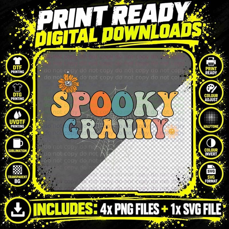Vintage Spooky Granny Halloween Group Matching Costume Png SVG Digital Bundle