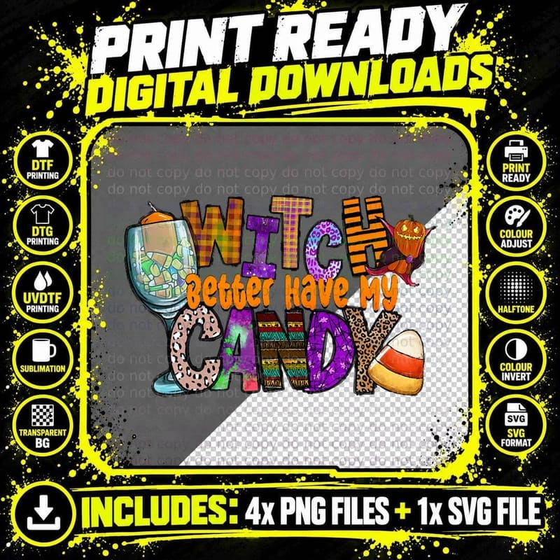 Witch Better Have My Candy, Hippie Halloween Trick or Png SVG Digital Bundle