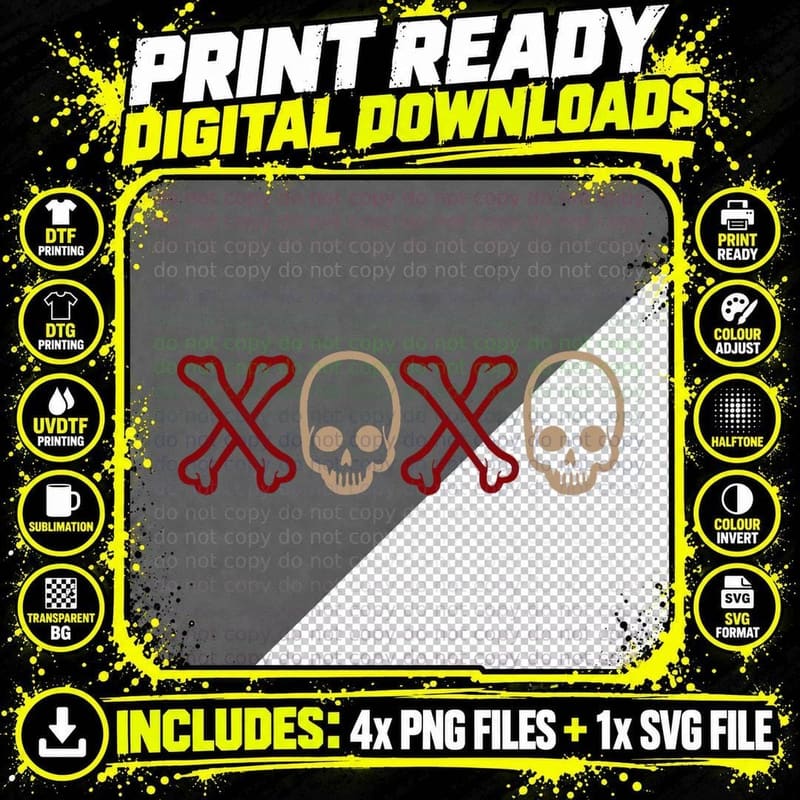 Xoxo Skeleton Horror Anti Valentine's Day Men Women Png SVG Digital Bundle