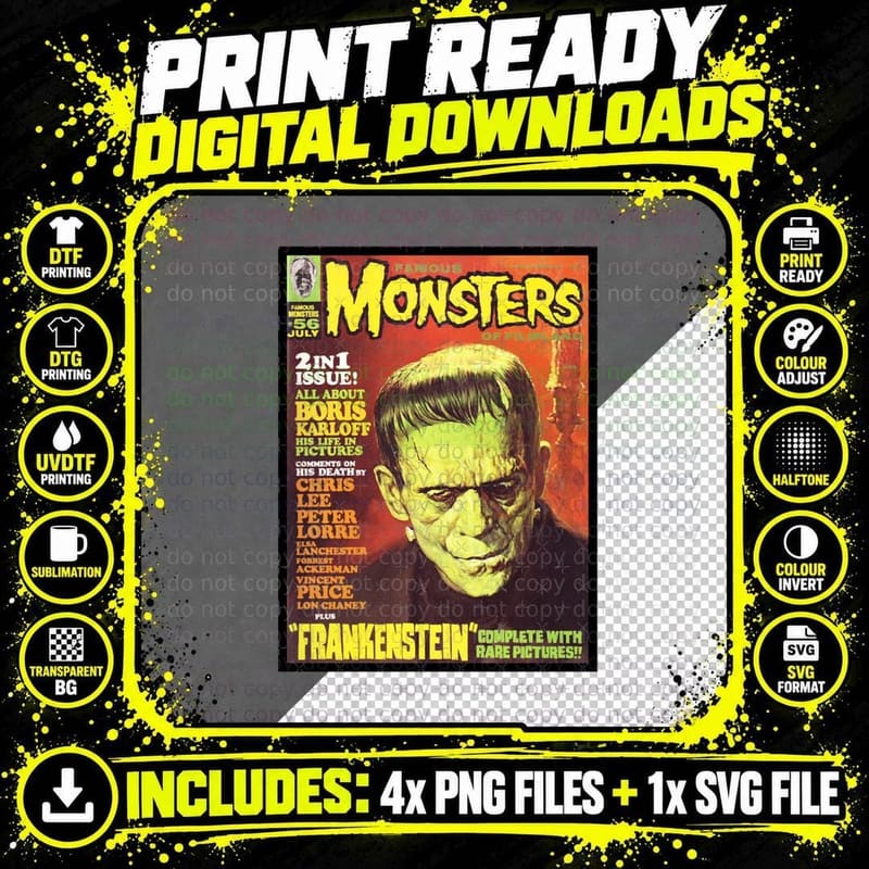Yepper, It's Another GREAT Famous Monsters OF Filmland Png SVG Digital Bundle