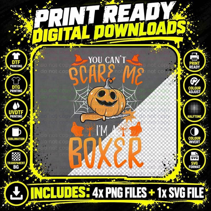 You Can't Scare Me I'm a Boxer Engine Funny Boxing Png SVG Digital Bundle