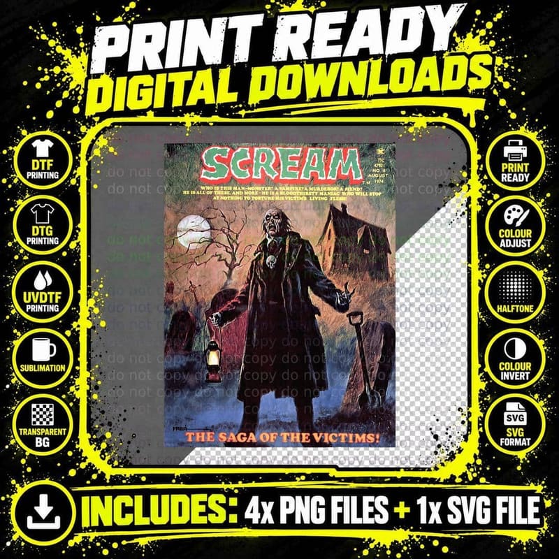 Zombie Halloween Horror Vintage Comic Book Retro Funny Png SVG Digital Bundle