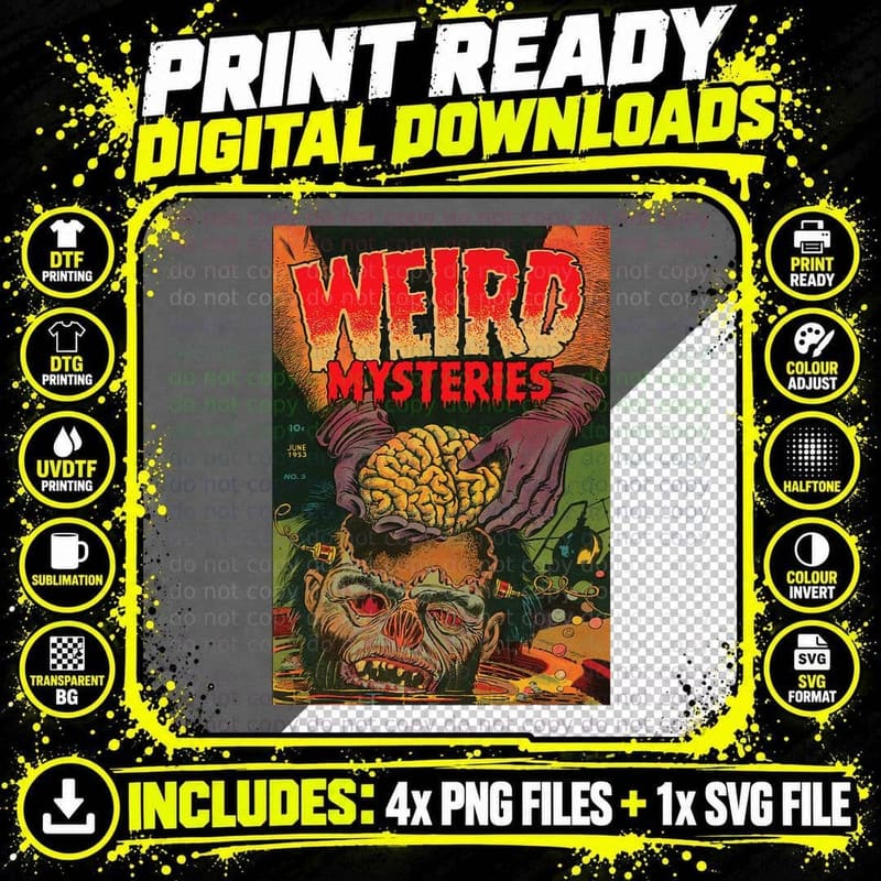 Zombie Halloween Horror Vintage Comic Book Retro Scary Png SVG Digital Bundle