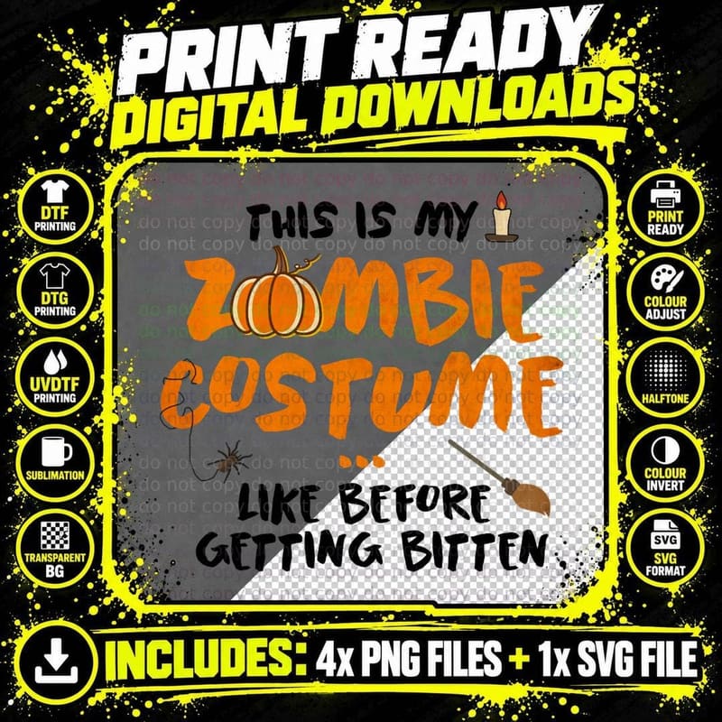 Zombie in Graveyard - This Is My Zombie Costume Like Png SVG Digital Bundle