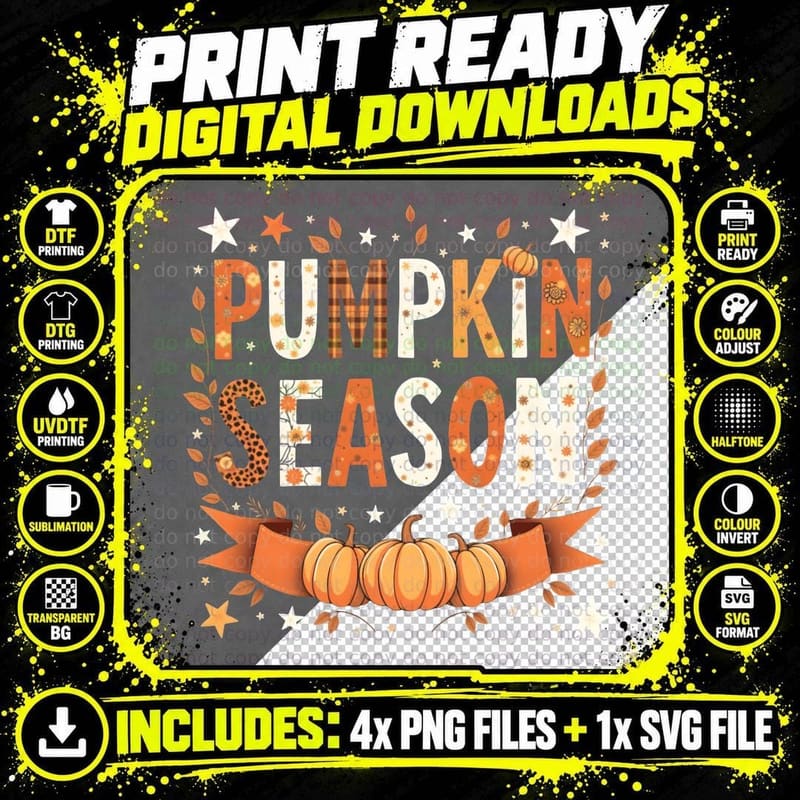 Autumn Pumpkin Season, Fall Graphic Halloween T-Shirt Png SVG Digital Bundle
