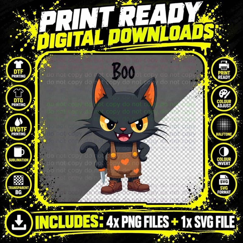 Boo Spooky Cat, Halloween Gift, Cute Scary Cat T-Shirt Png SVG Digital Bundle