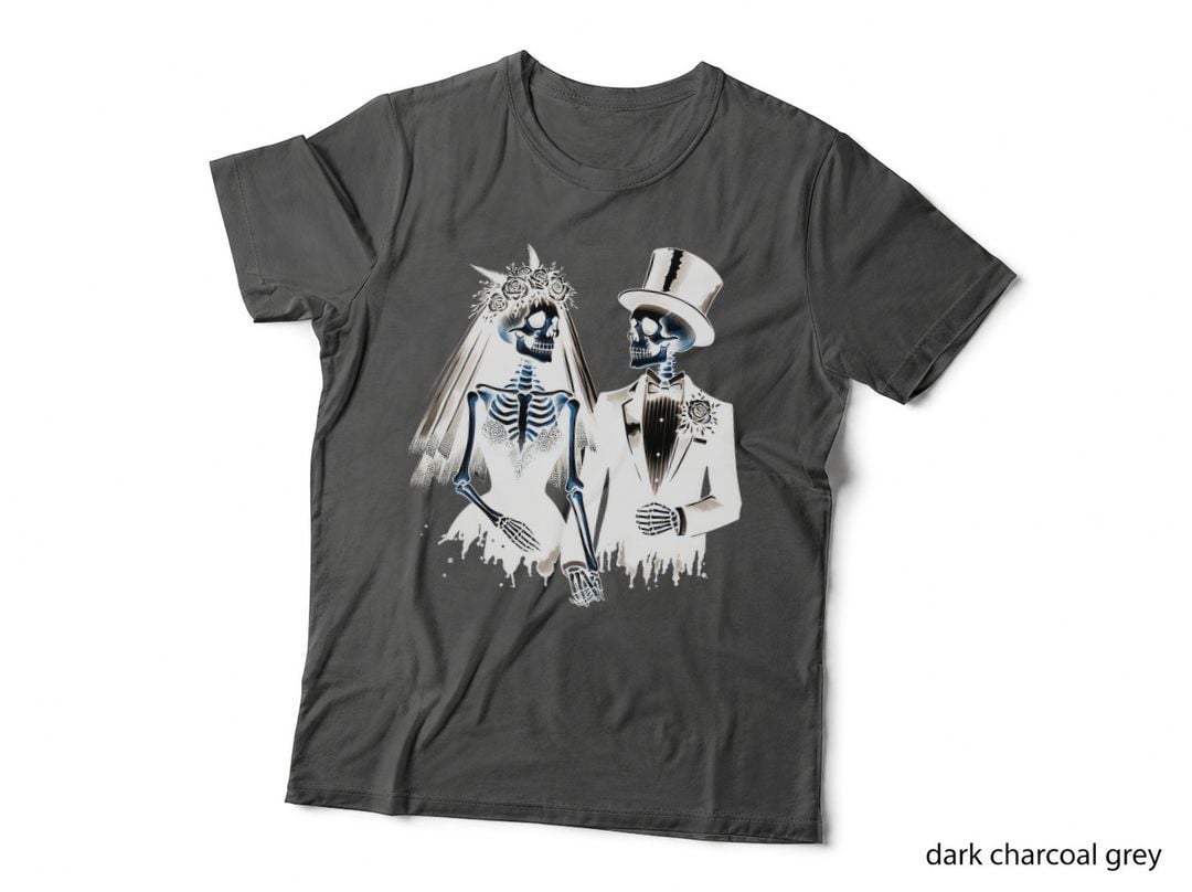 Bride and Groom Skeleton, Love, Horror, Halloween T-Shirt