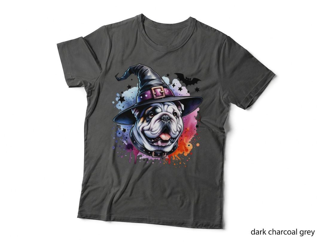Bull Dog in Witch Hat, Halloween, Cute T-Shirt