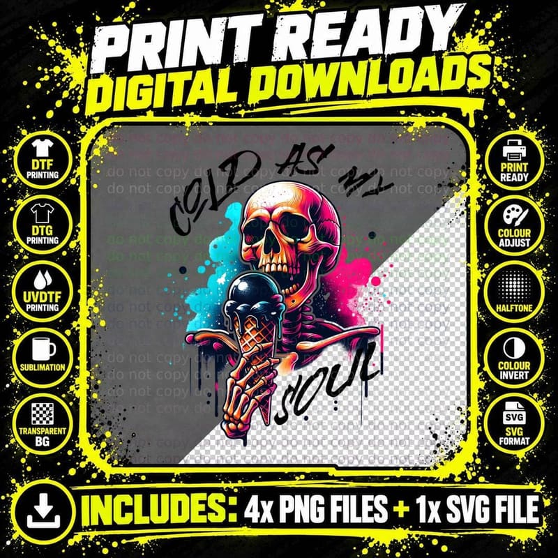 Cold as My Soul Skeleton Shirt, Emo Goth Aesthetic Png SVG Digital Bundle