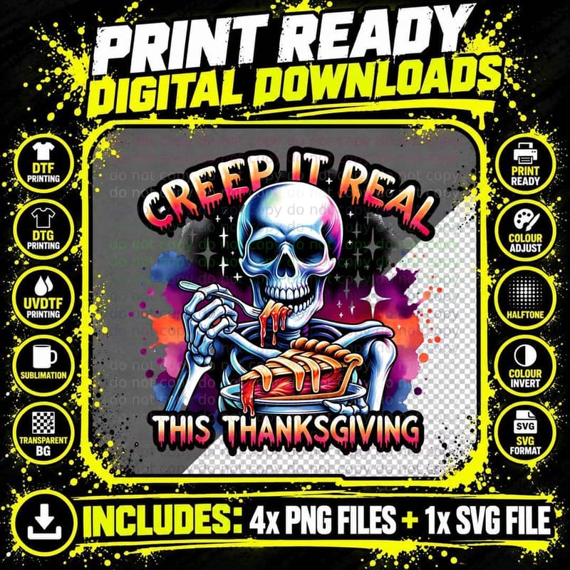 Creep It Real Skeleton Shirt, Minimalist, Streetwear Png SVG Digital Bundle