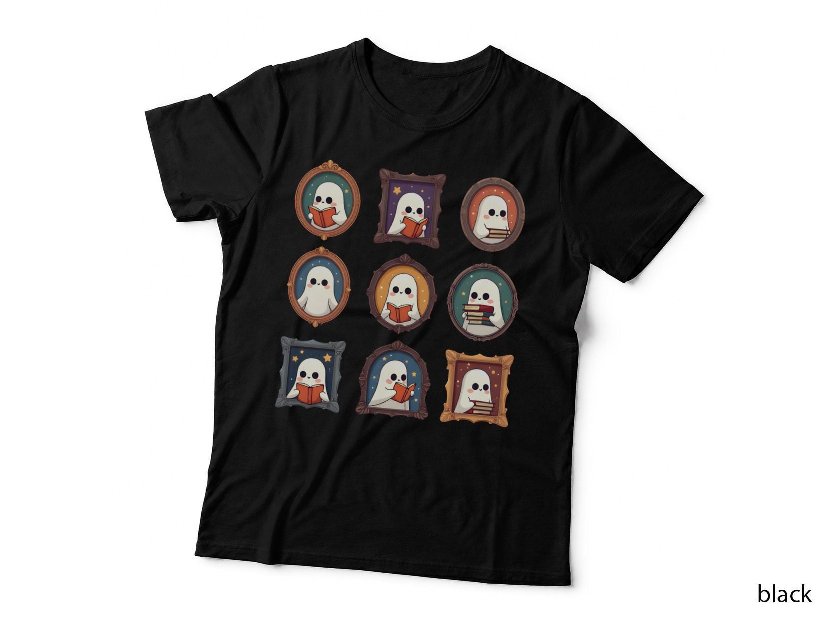 Cute Ghost Reading a Book Halloween T-Shirt