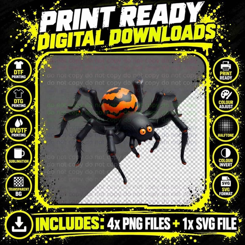 Cute Yet Scary Halloween Spider T-Shirt Png SVG Digital Bundle