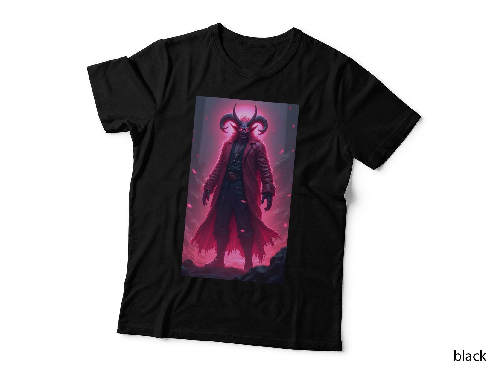 Dark Blue Demon Red Eyes Glowing Aura Fantasy Horror T-Shirt