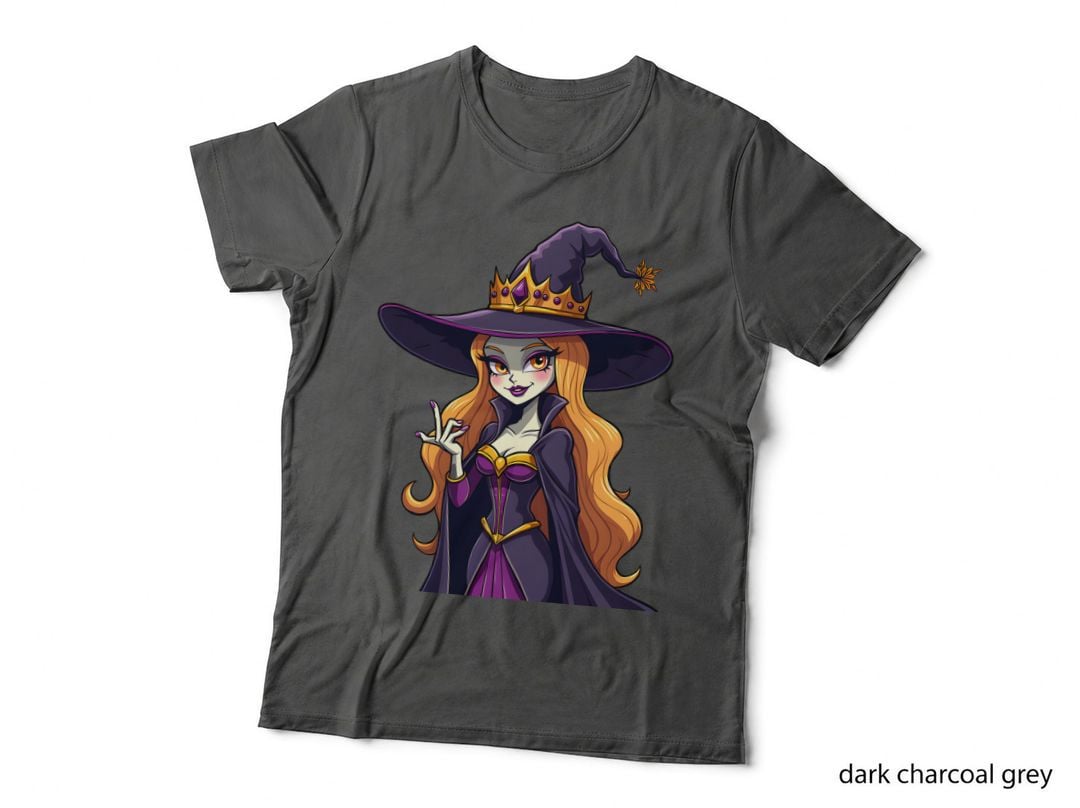 Dark Fantasy Witch Orange Hair Pointed Hat Star T-Shirt