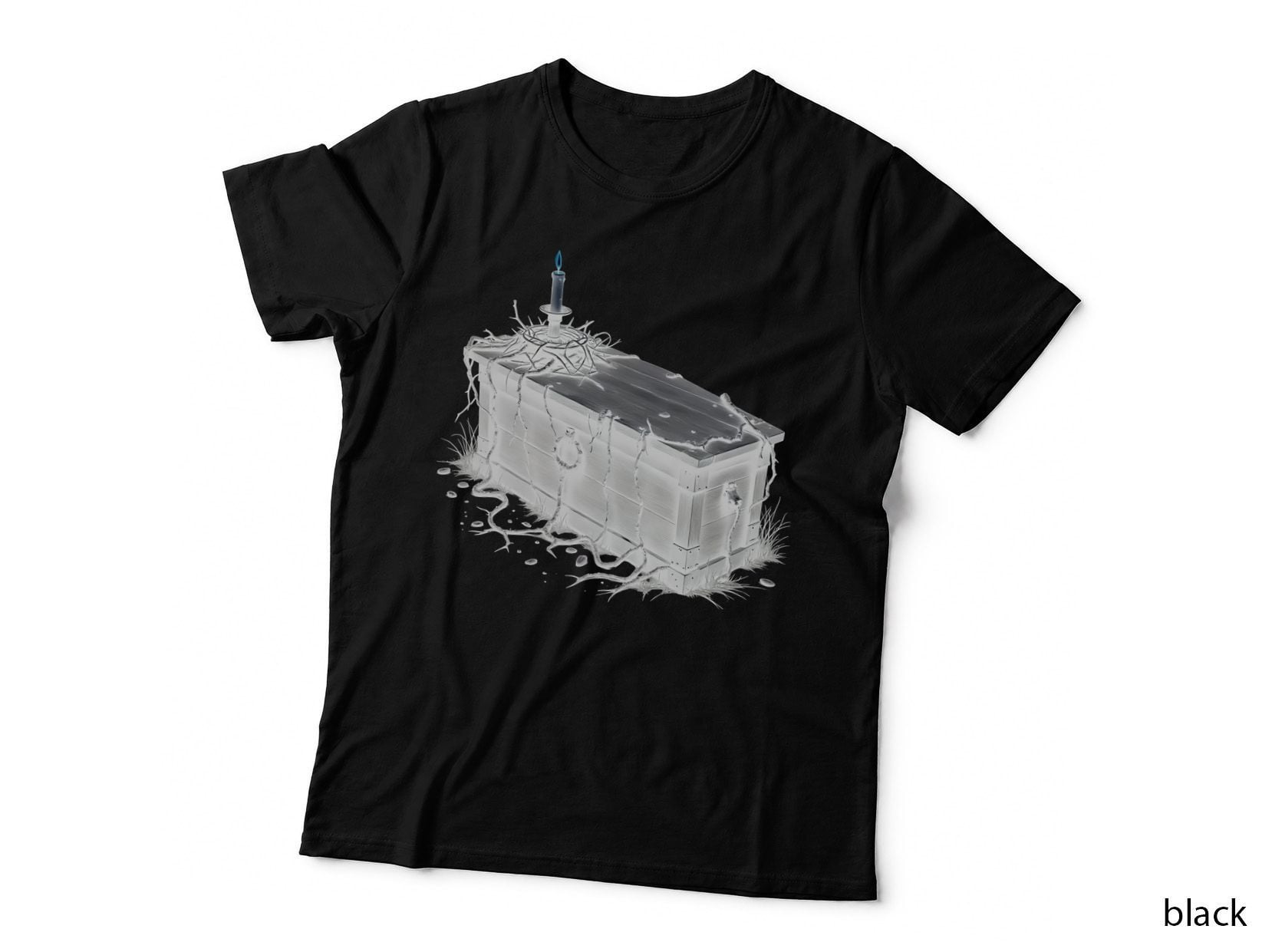 Dark Wooden Chest Vine Candle Halloween Gothic Horror T-Shirt