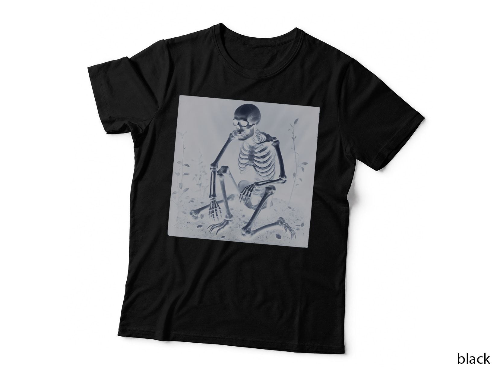 Eerie Skeleton Sepia Tone Realistic Contemplative Gothic T-Shirt