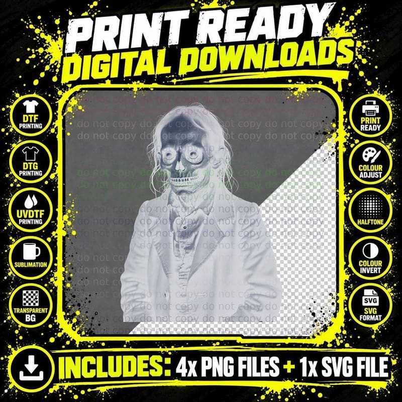 Eerie Vintage Distressed Zombie Portrait T-Shirt Png SVG Digital Bundle
