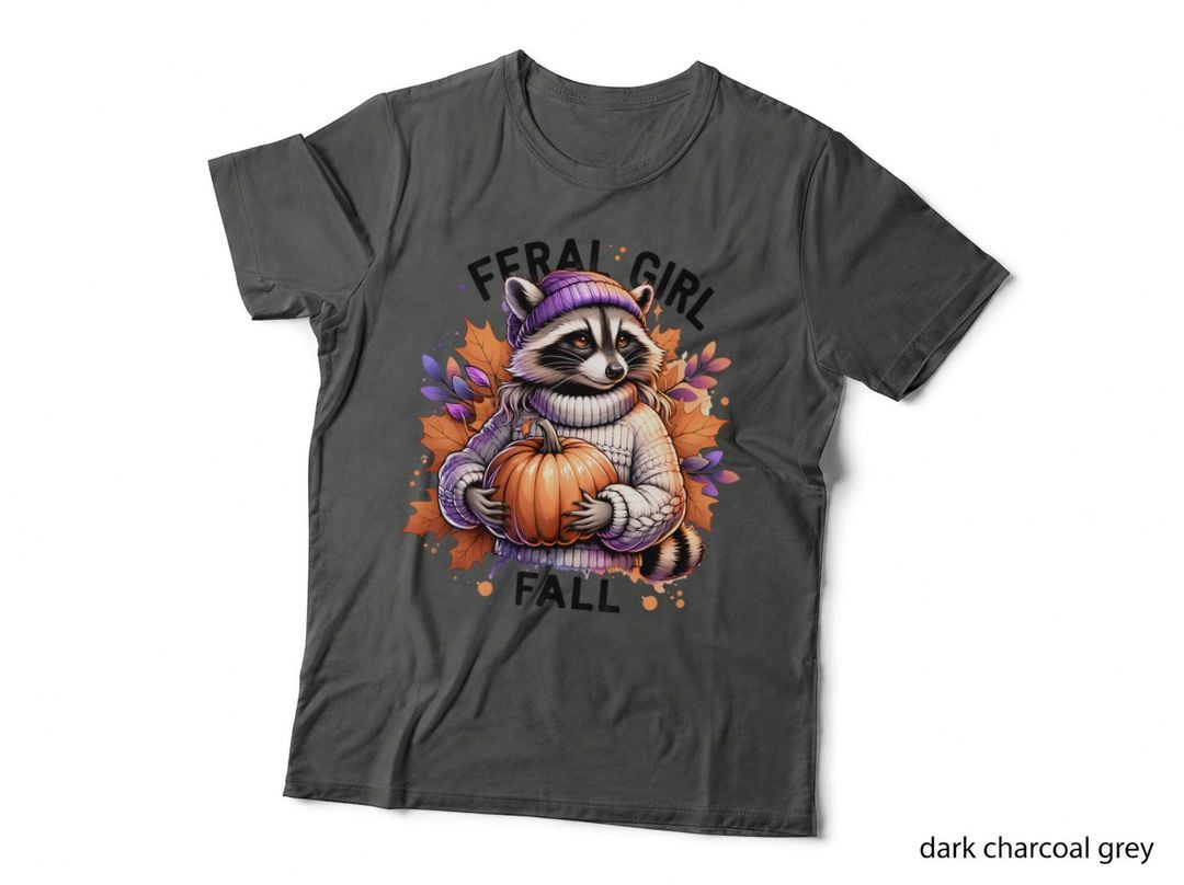 Feral Girl Fall Raccoon Wearing Sweater Fall, Cute T-Shirt