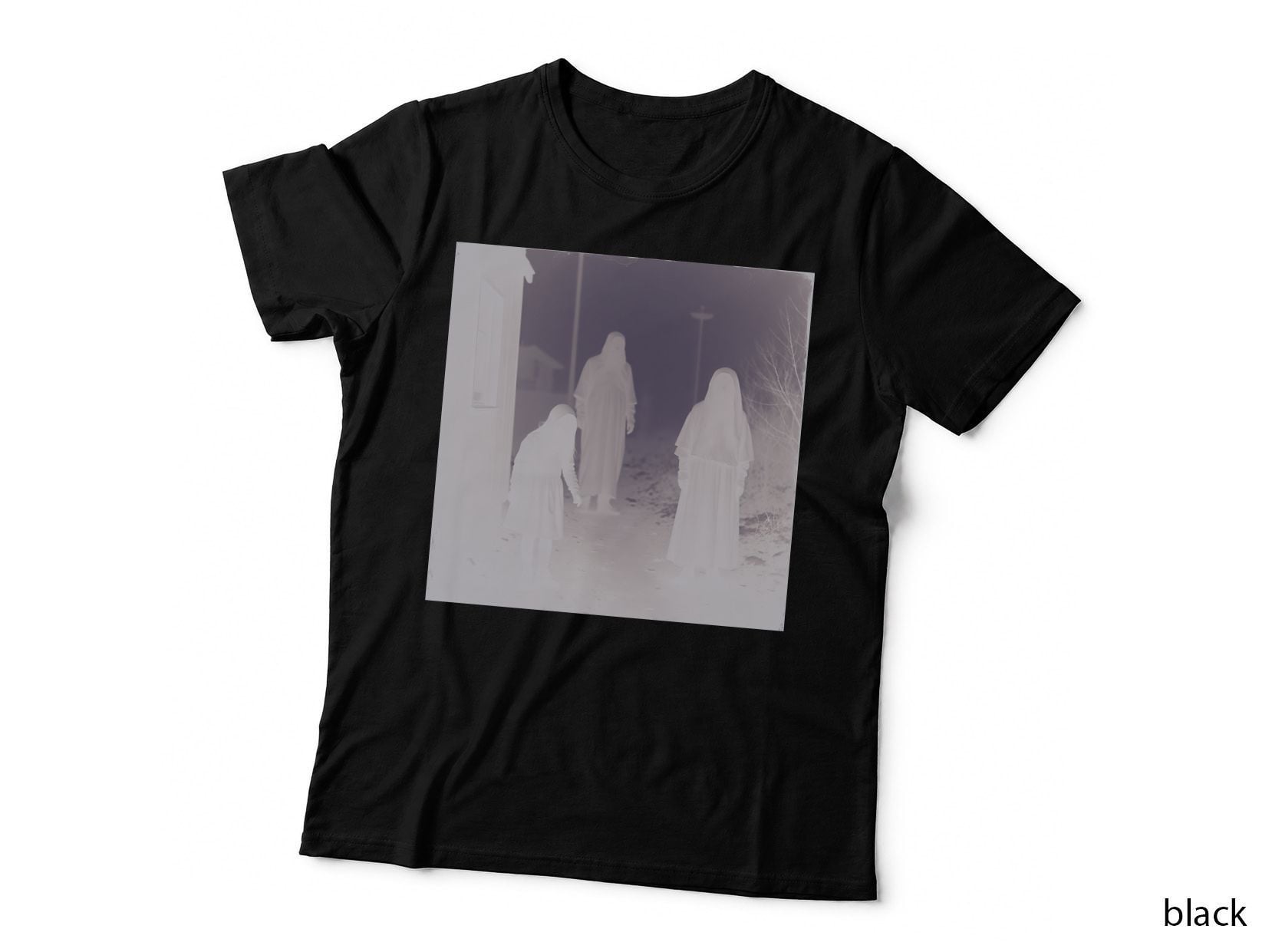 Ghostly Figures Eerie Foggy Monochromatic Gothic Horror T-Shirt