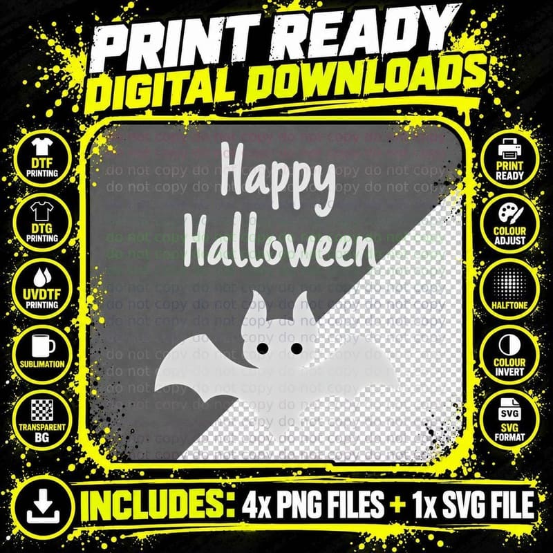 Happy Halloween Bat, Spooky Season Png SVG Digital Bundle