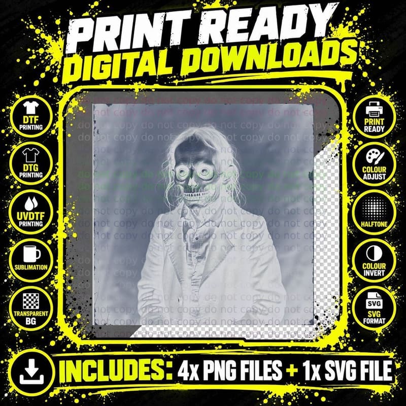 Haunting Zombie-Like Figure Skeletal Face T-Shirt Png SVG Digital Bundle