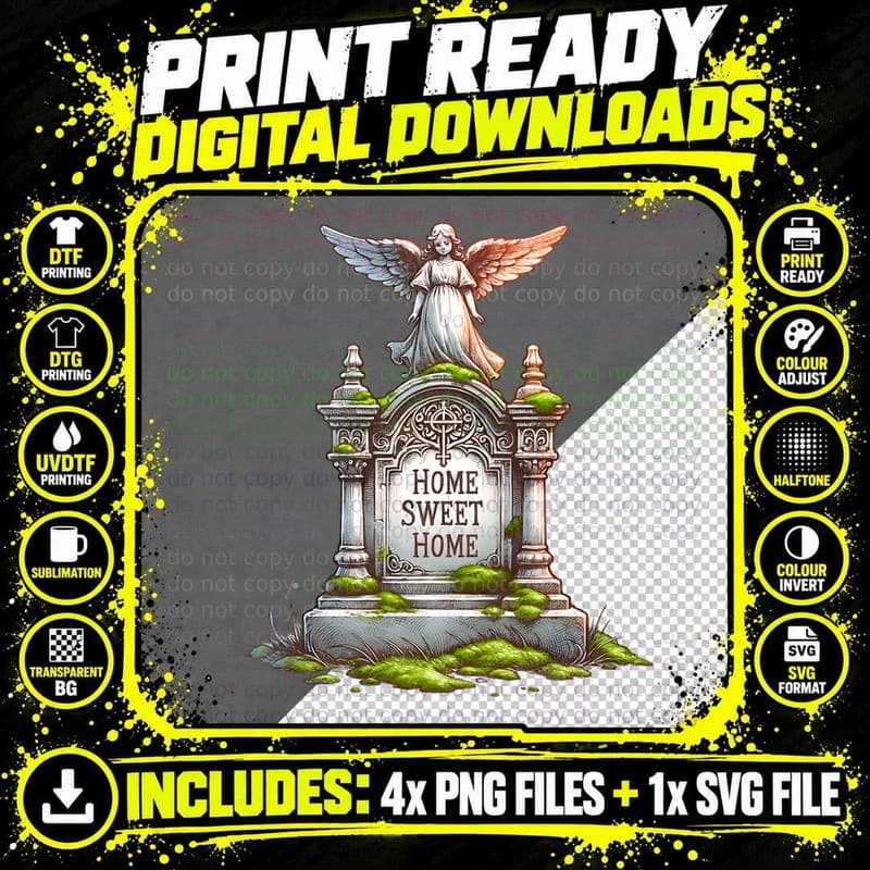 Home Sweet Home Watercolor Spooky, Retro Vintage Png SVG Digital Bundle