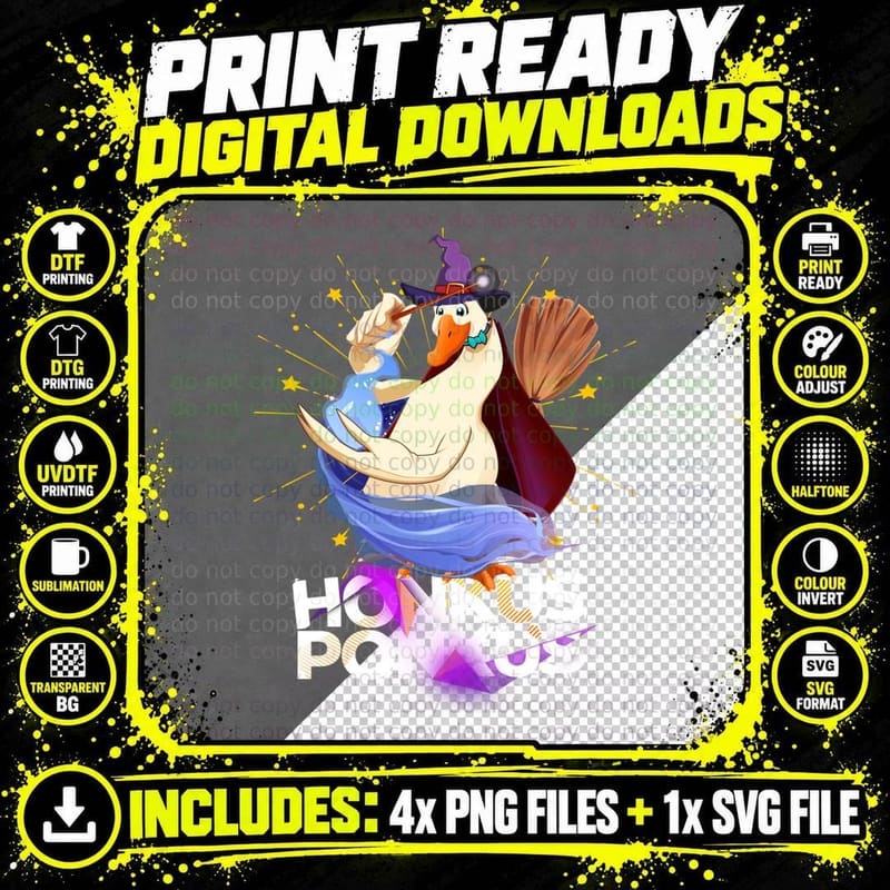 Honkus Ponkus Funny Halloween Witch Cute Duck Costume Png SVG Digital Bundle