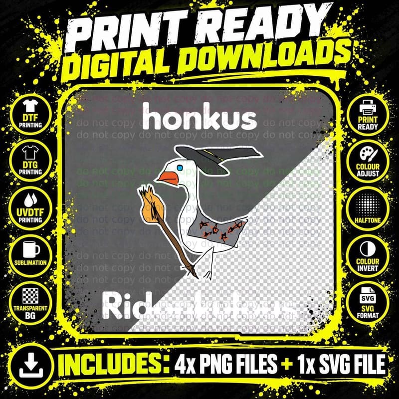 Honkus Ridonkulous Funny Goose Meme Halloween Witch Png SVG Digital Bundle
