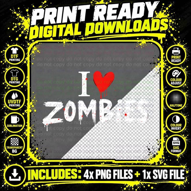 I Zombies, Spooky Halloween Zombie Lover T-Shirt Png SVG Digital Bundle