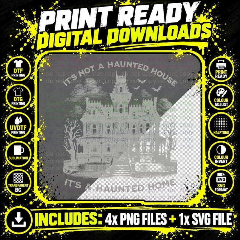 Its Not a Haunted House Its a Haunted Home Grey Png SVG Digital Bundle