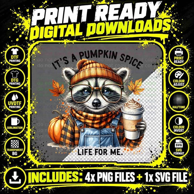Its a Pumpkin Spice Life for Me, Retro Vintage Png SVG Digital Bundle