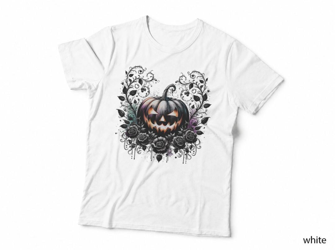 Jack O Lantern with Black Roses Halloween, Horror, Goth T-Shirt