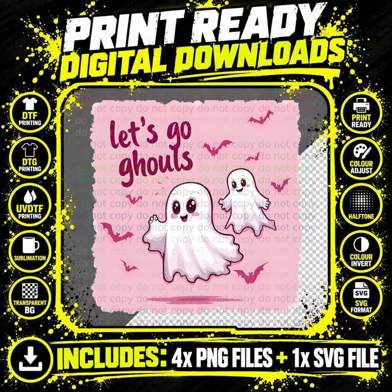 Let's Go Ghouls Halloween T-Shirt Png SVG Digital Bundle