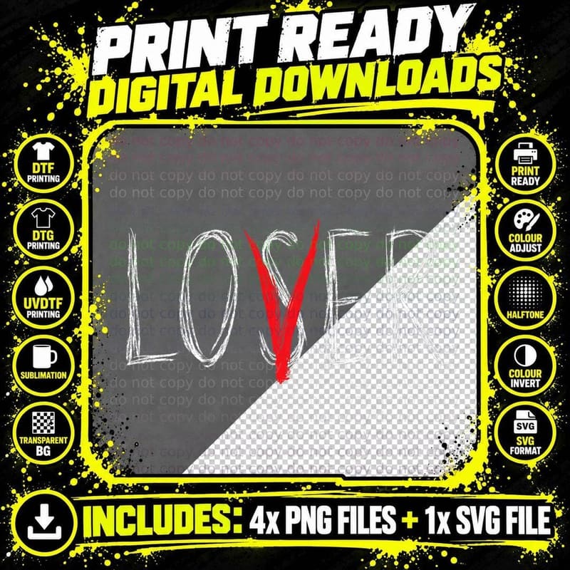 Loser Lover Horror Novelty Scary Movie Loser Lover Png SVG Digital Bundle