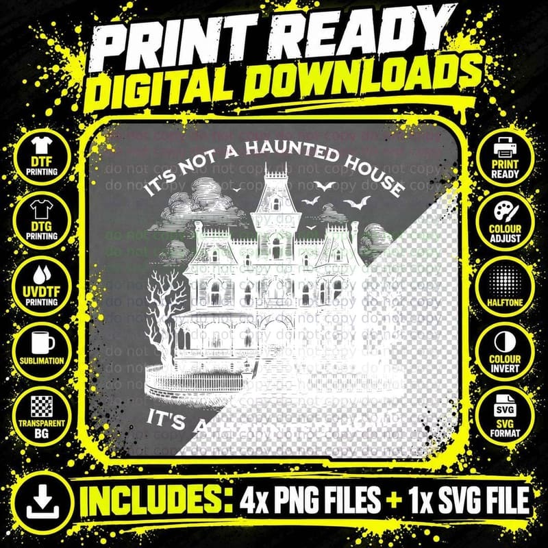Not Haunted House Haunted Home, Minimalist, Comfy Casual Png SVG Digital Bundle