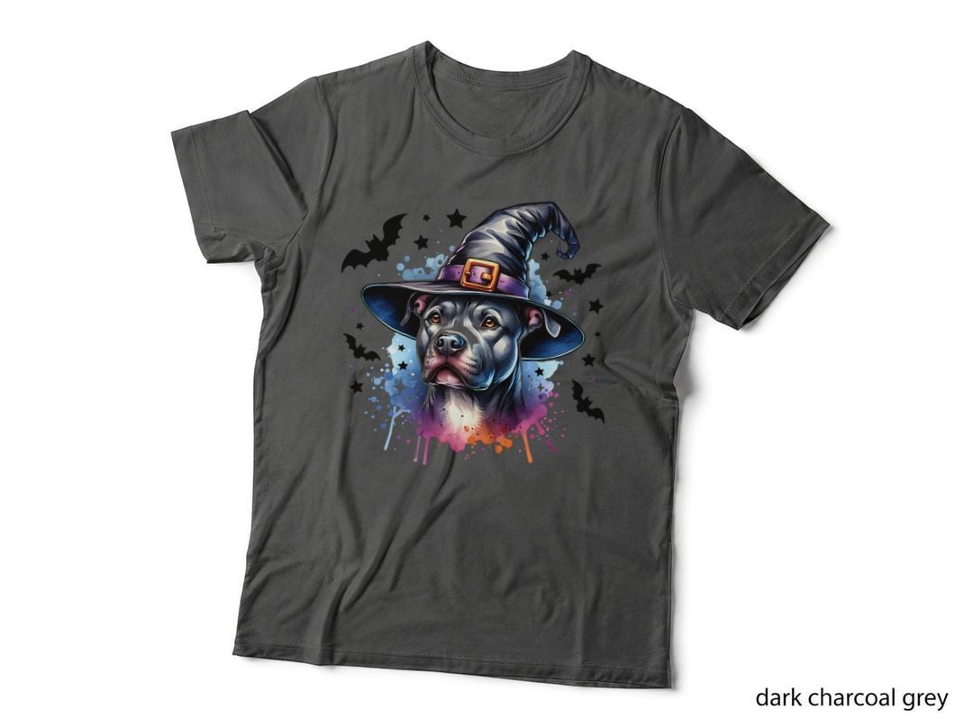 Pit Bull in Witch Hat, Halloween, Cute Dog Lover T-Shirt