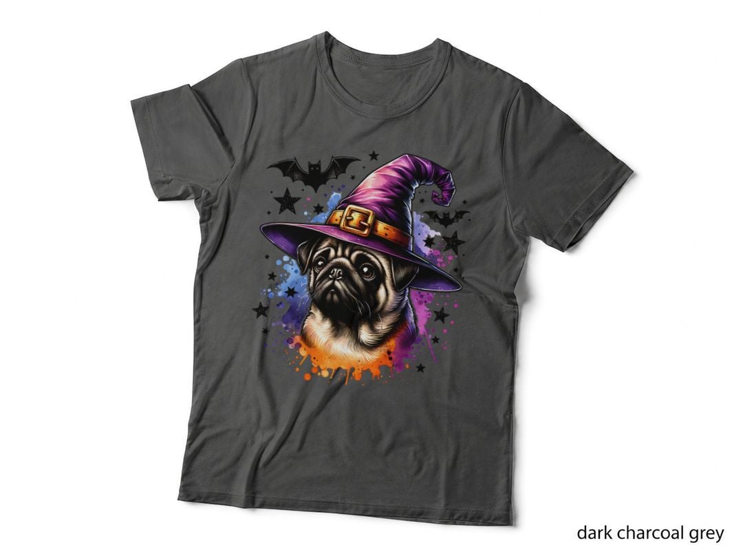 Pug in Witch Hat, Halloween, Cute Dog Lover T-Shirt