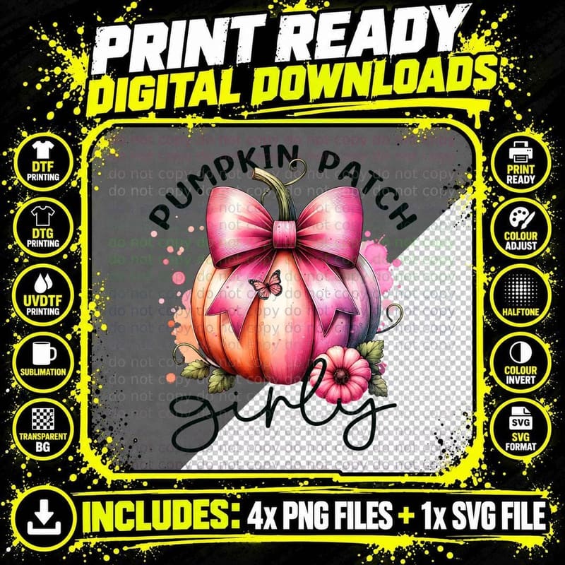 Pumpkin Patch Girly, Retro Vintage, Trendy Outfit Png SVG Digital Bundle
