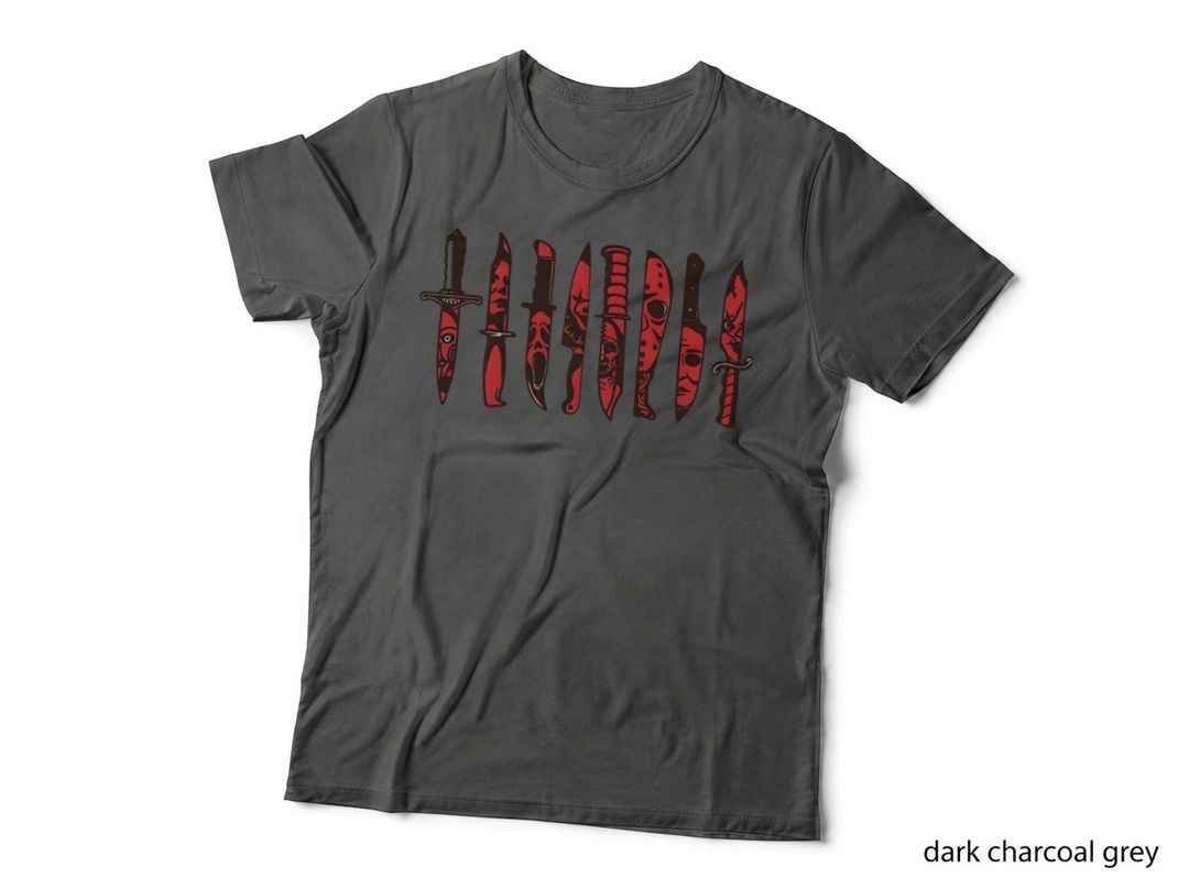 Red & Black Dagger Knife Set Tribal Horror Goth Halloween T-Shirt