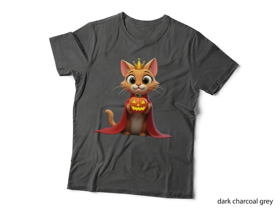 Regal Halloween Cat, Pumpkin King, Cute Kitty, Jack-O-Lantern T-Shirt