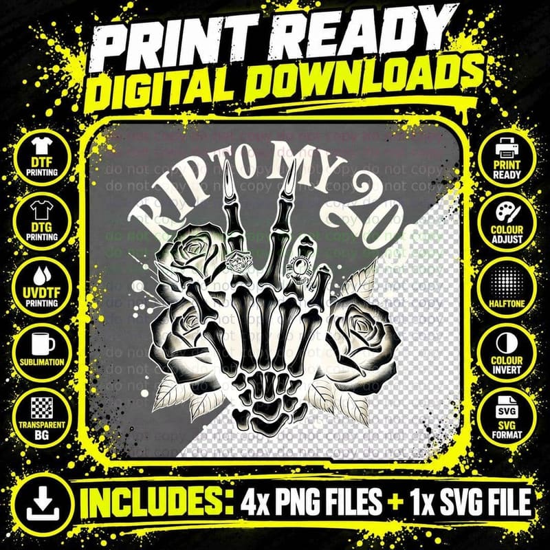Rip to My S Skeleton Hand, Retro Vintage Png SVG Digital Bundle
