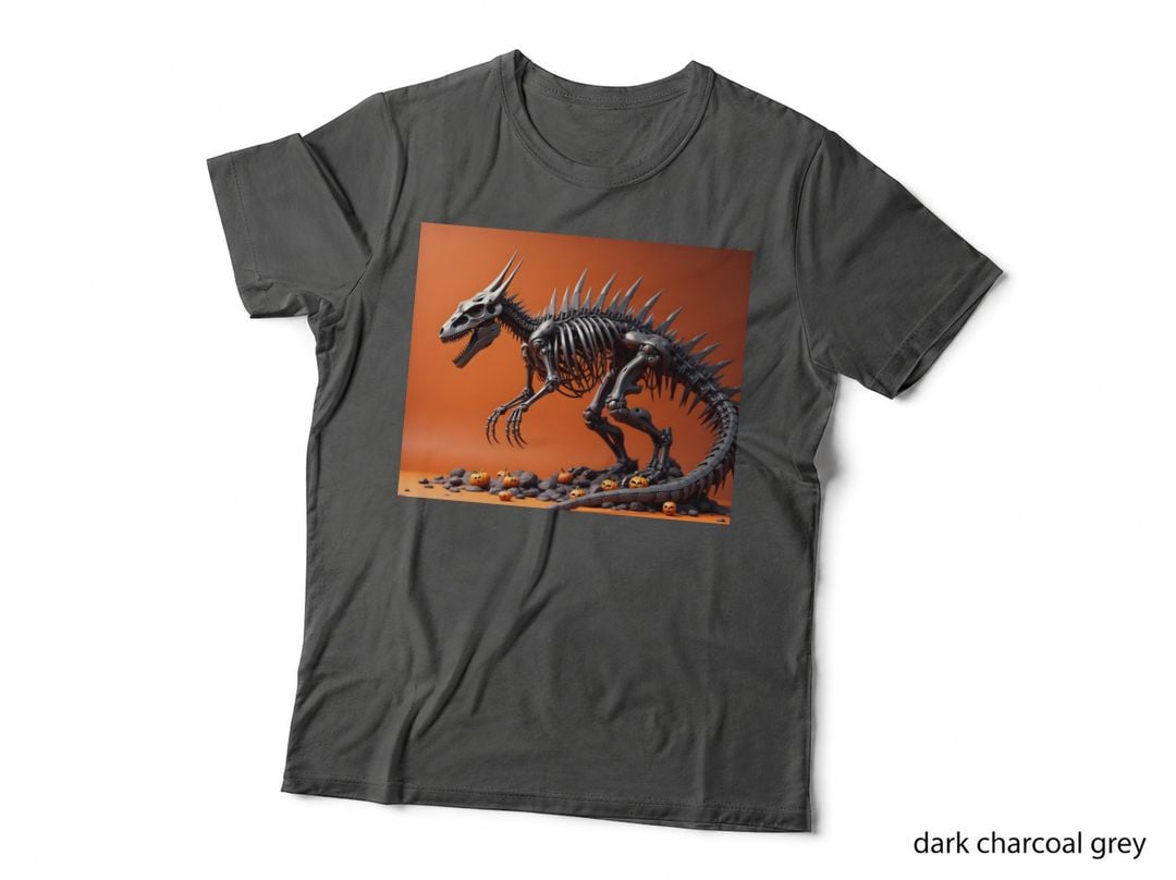 Robotic Dinosaur Halloween Skeleton Jack-O-Lantern Sci-Fi T-Shirt