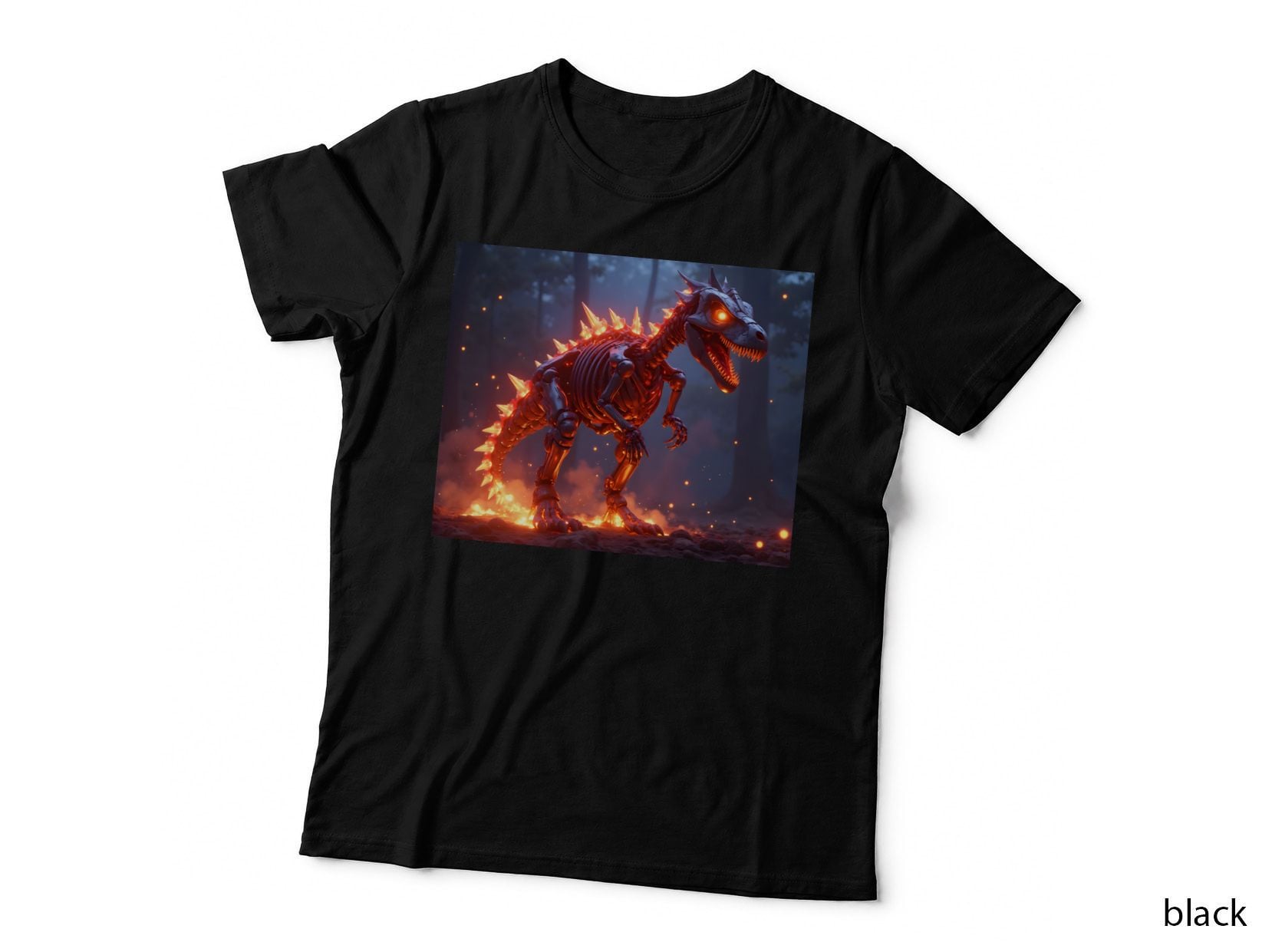 Robotic Dinosaur Skeleton Glowing Red Halloween Spooky T-Shirt