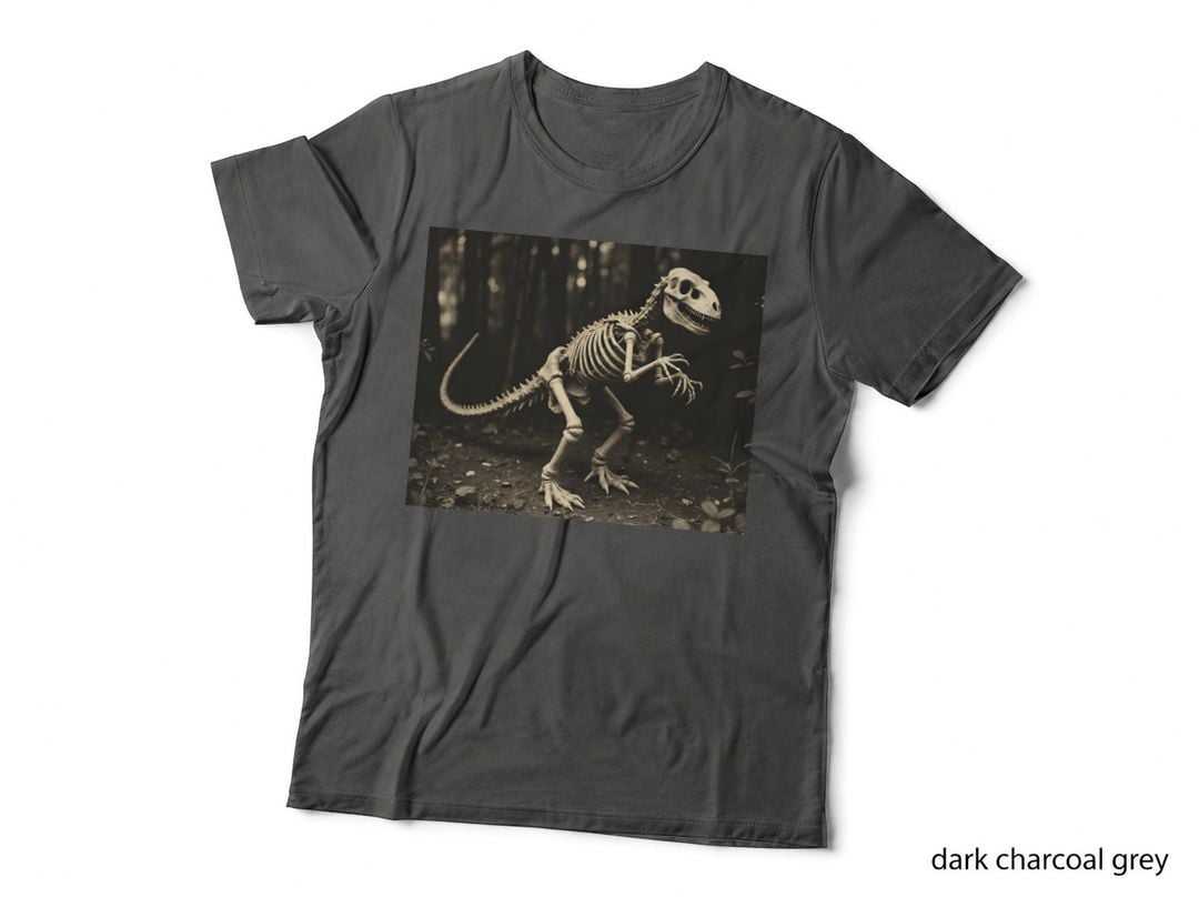 Sepia Dinosaur Skeleton Vintage Forest Art Jurassic T-Shirt