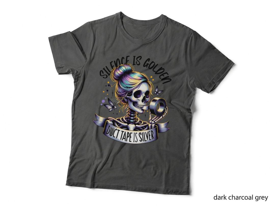 Silence Is Golden Skeleton, Gothic Aesthetic, Spooky Girl Gift T-Shirt