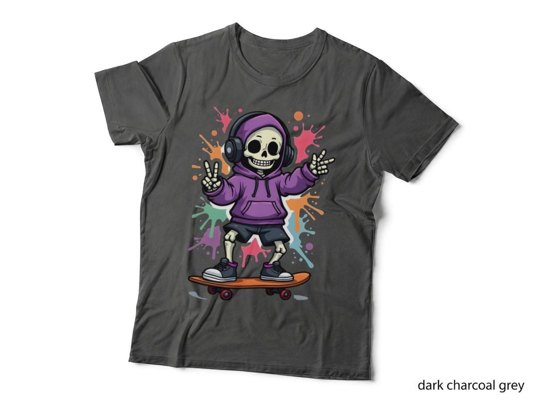 Skating Skeleton, Y2k Grunge Aesthetic, Cool Skateboarder T-Shirt