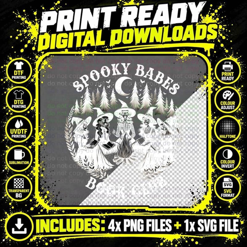 Spooky Babes Book Club, Retro Vintage, Gift Idea Png SVG Digital Bundle
