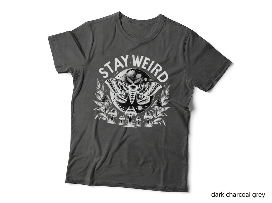 Stay Weird Moth Cryptid Spooky Black Aesthetic Grunge Art Gift T-Shirt